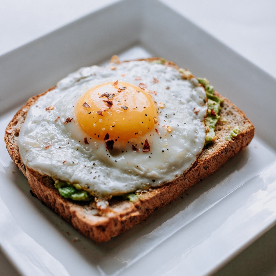 picture of eggs and avocado on a slice of toast